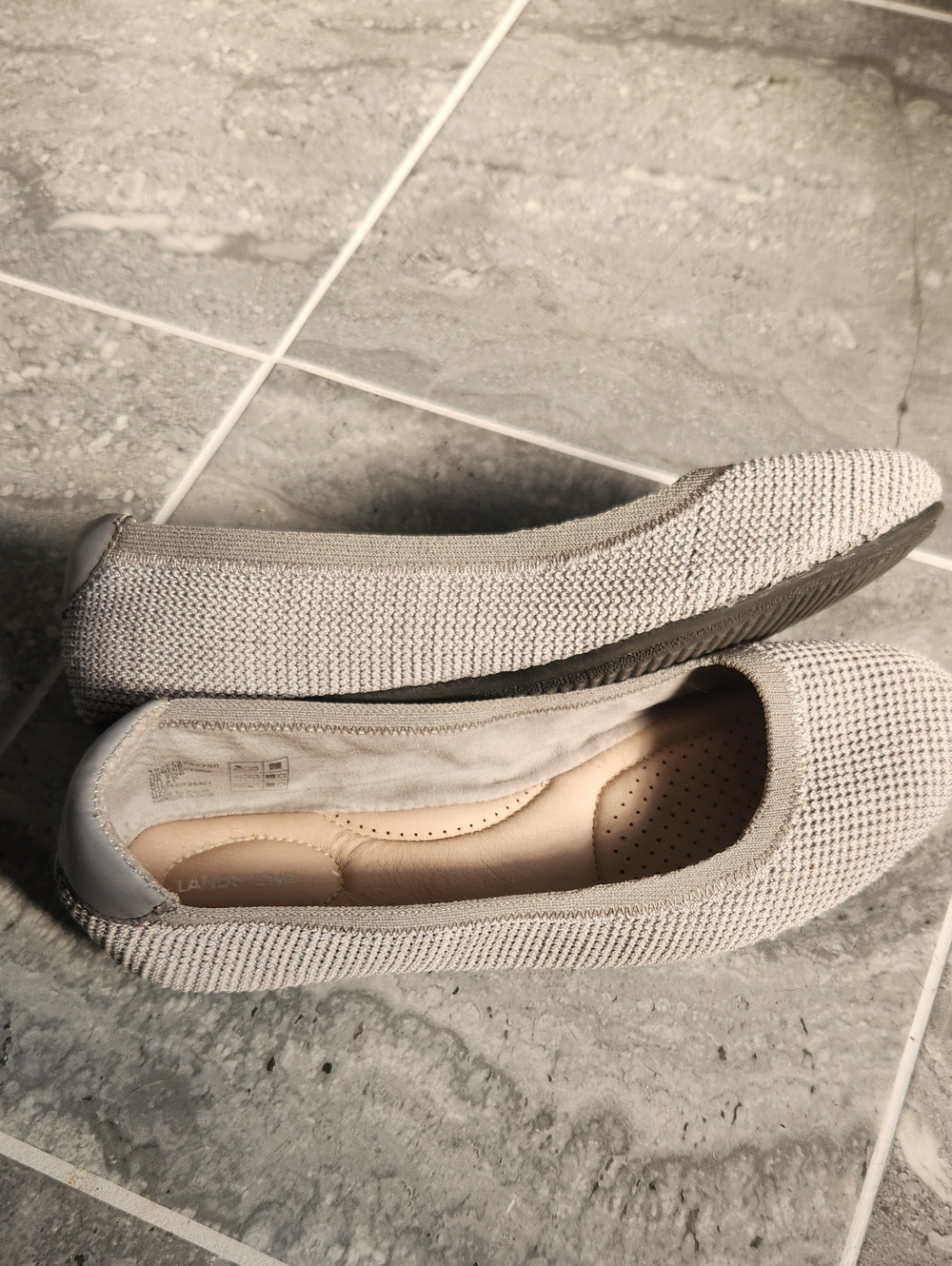 Lands End Beige Knit Slip-On Ballet Flats Size 41